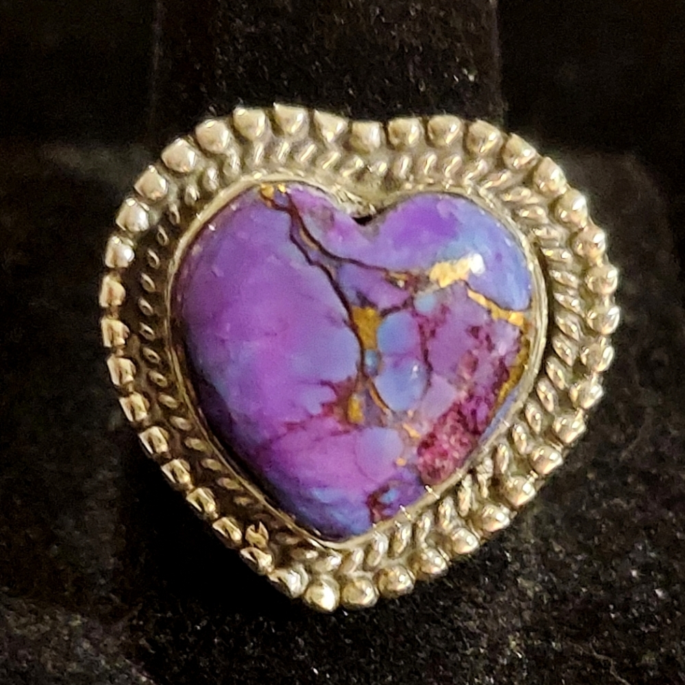 Heart Sterling Silver Purple Kingman Dalia Ring 💜